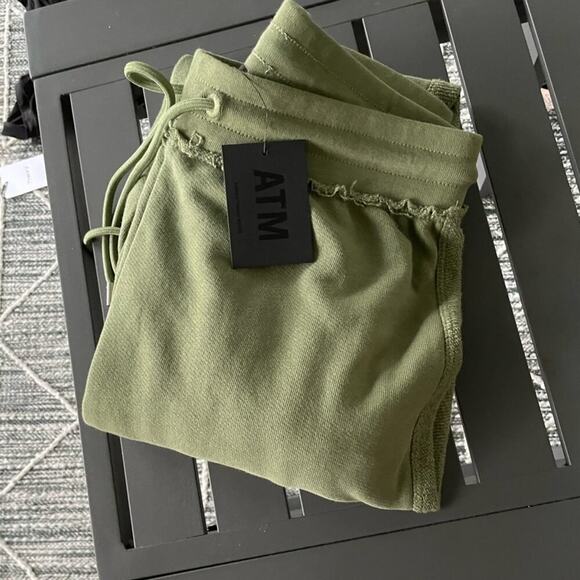 ATM Paneled Cotton Track Pants in Green. - Picture 6 of 8